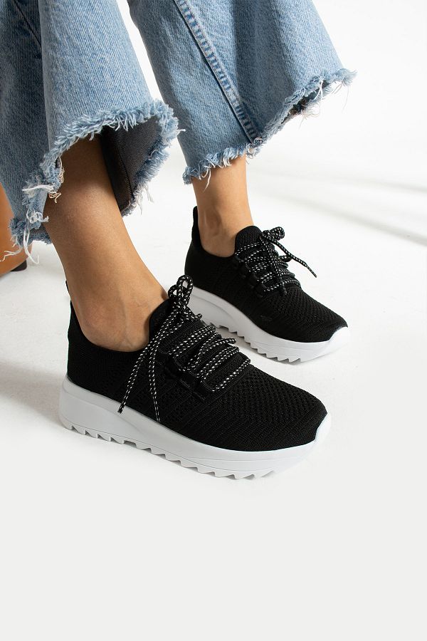 KOTAN-Tricotaje negre Ortopedice, ușoare, cu talpă moale, pantofi sport pentru femei - pantofi sport 1