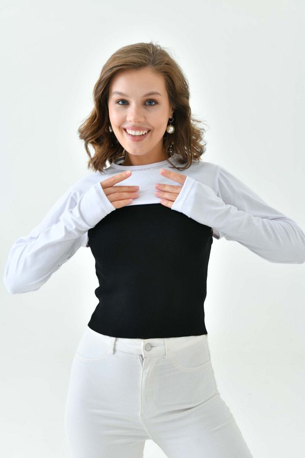 mirach-Guler alb pentru gât Hijab pentru degete de bicicletă |   Bluză cu mânecă lungă cu mânecă lungă Bolero Design confortabil 1