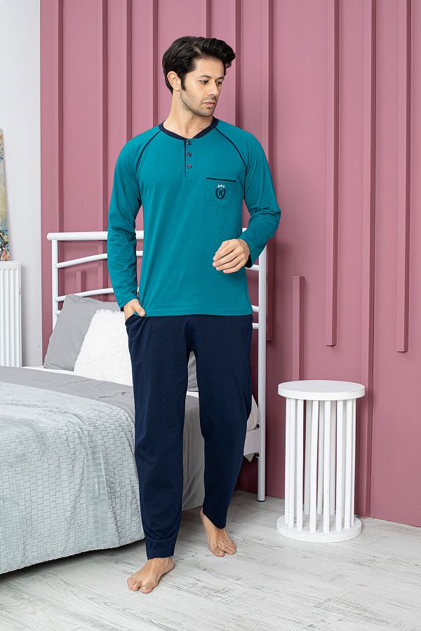 Enisena Men s Pajama Set 3 Button Block M L XL 2XL 5820Kx Trendyol