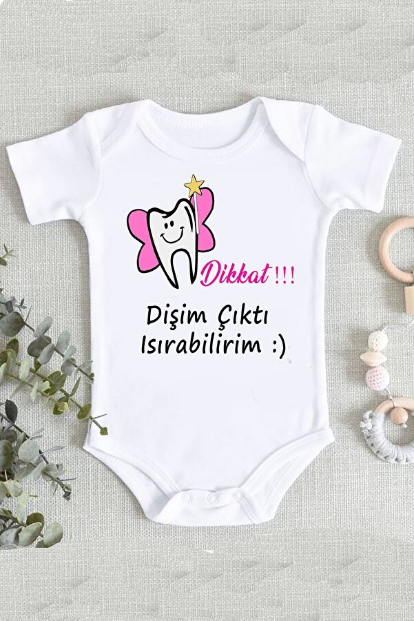 hamiletshirtum Diş Buğdayı Dişim Çıktı Bebek Hediye %100 Pamuk Organik Baskılı Zıbın Body