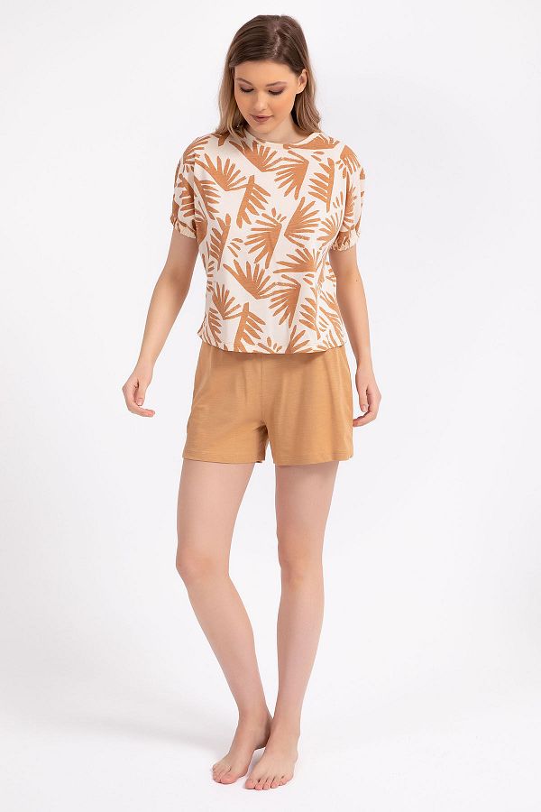 Arnetta-Set de pantaloni scurți pentru femei cu model Camel Leaf 1