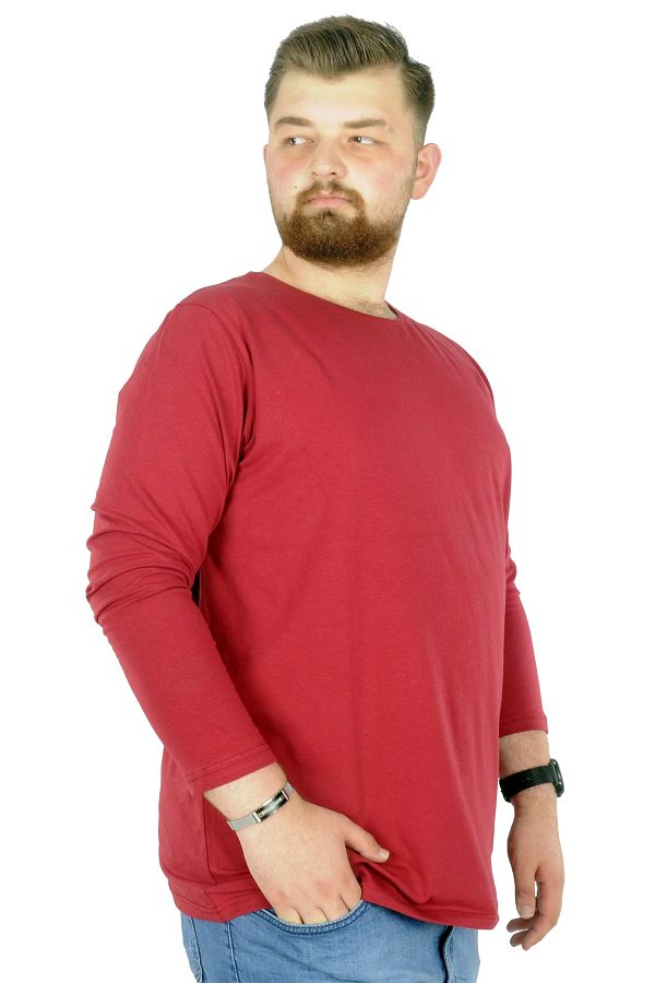 ModeXL-تيشيرت رجالي مقاس كبير من Mode Xl برقبة دائرية من الليكرا 20102 أحمر كلاريت 1