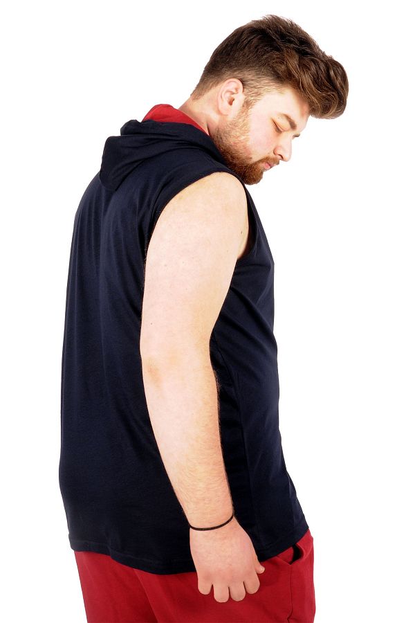 Modexl Mode Xl Plus Size Men s Sleeveless Hoodie Redefine 21127 Navy Blue Trendyol