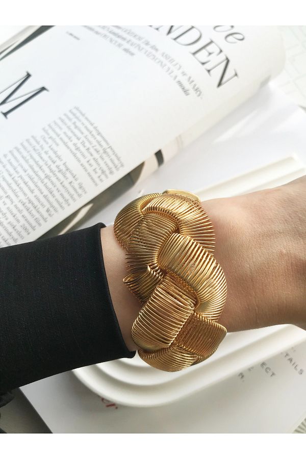 Dincerler tekstil Gold Flexible Wire Mesh Bracelet Trendyol