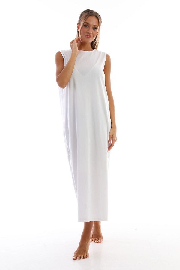 medipek-Weißes, ärmelloses Kleid mit Unterrock 1
