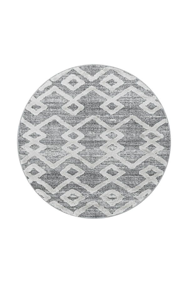 Enva Home-Gray Plush Shaggy - 100% Polypropylene Round Jute Based Room Hallway Carpet 1