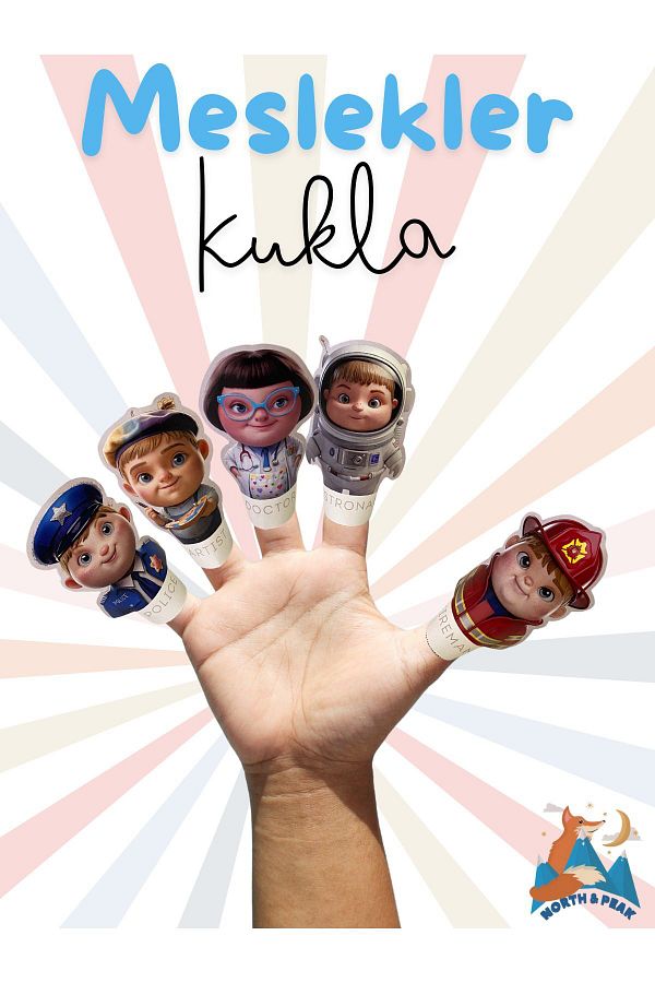 North And Peak-10 Pieces Paper Finger Puppet Set - I'm Learning Professions 1