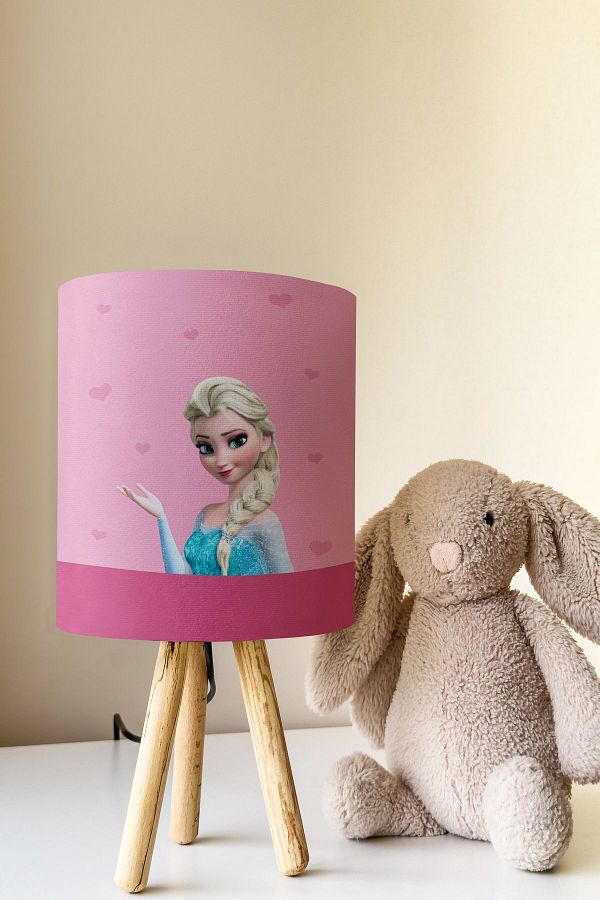 Talia Home-Elsa Patterned Children's Room - Striped and Frozen, Lampshade Table Lamp Tlab-097 1