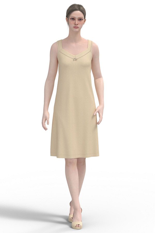 TOLIN-Women's Ribbed Skin Petticoat Nightdress - 100% Cotton, Piping, 1230 Model 1
