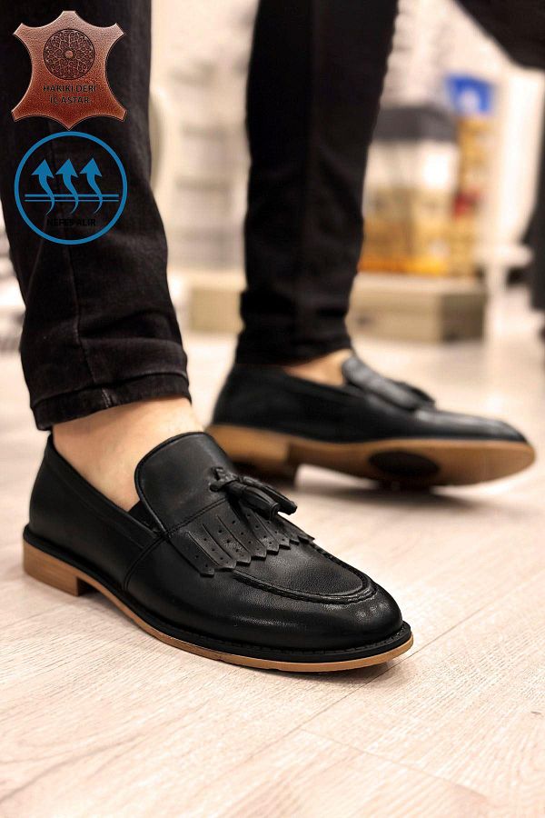 BIG KING Men s Classic Genuine Leather Retro Saddled Tassel Shoes
