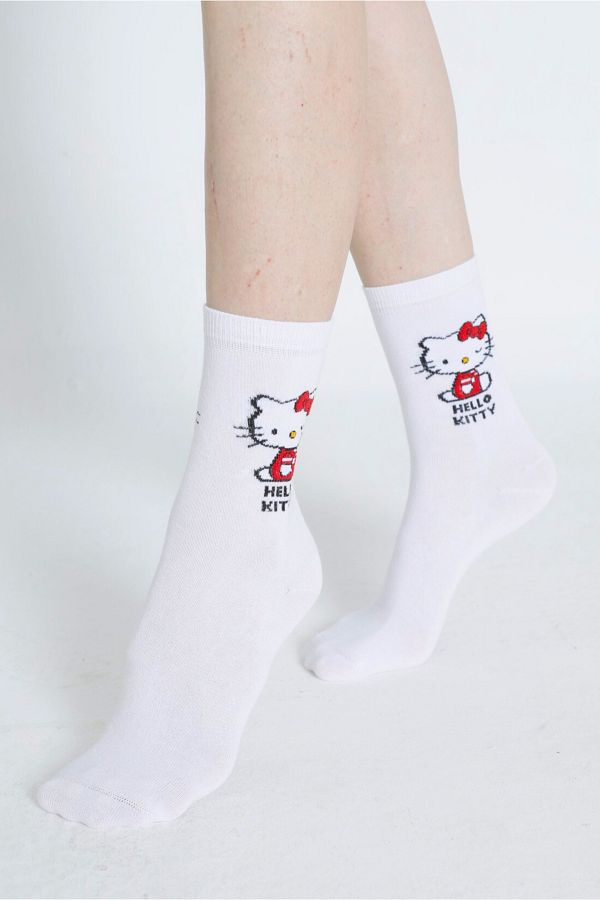 Hello Kitty-ROZ-121/2 Model Patterned and Licensed White Socks 1