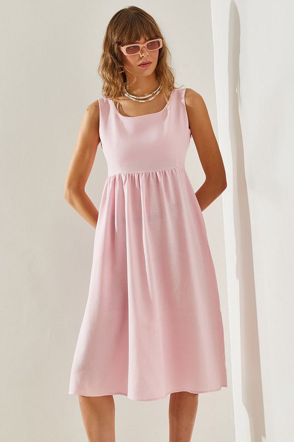 Bianco Lucci-Gabardine Linen 5936 Thick Strap Women's Dress -60251390 1