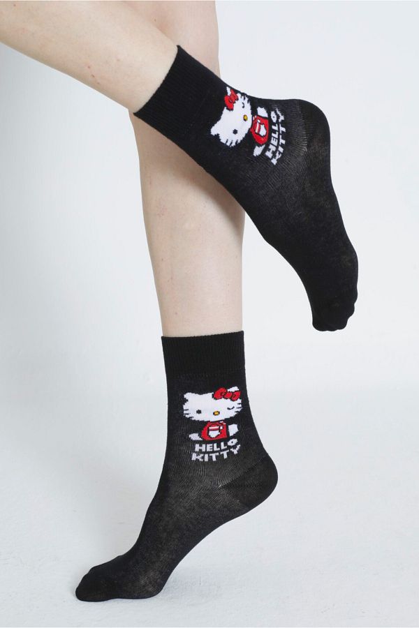 Hello Kitty-Core Socket Socks - Patterned and Licensed, Black, ROZ-122/2 1
