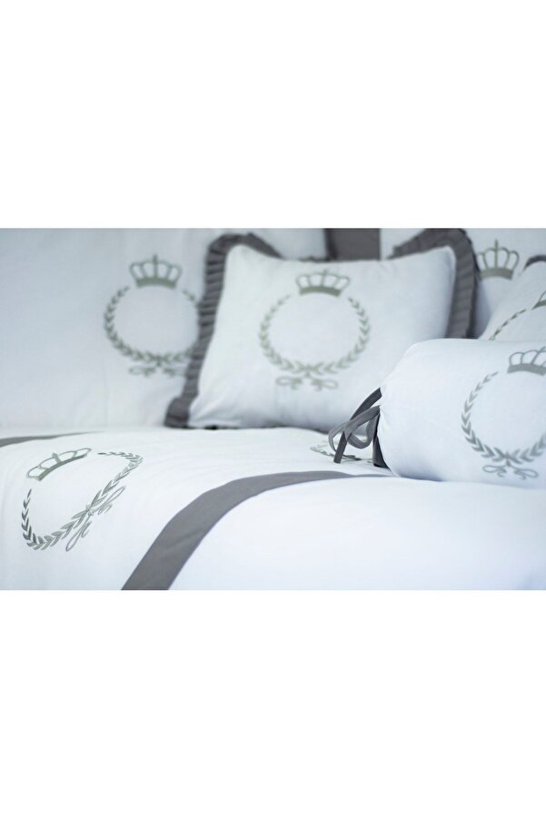 Kista Baby Park Yatak Bebek Uyku Seti Nevresim Takımı 70x110 Crown Gri