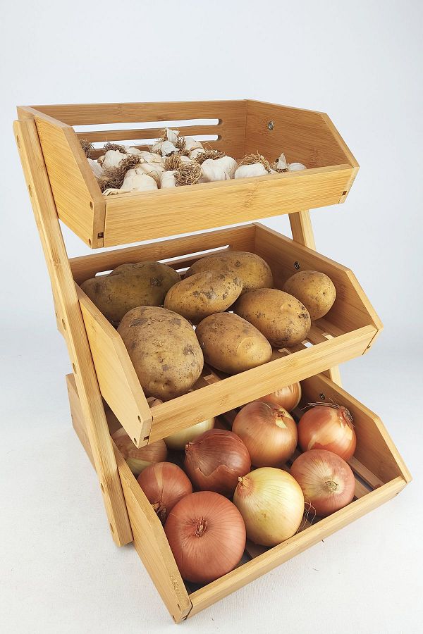 Digithome Bamboo 3-Tier Multi-Purpose Storage Box Organizer