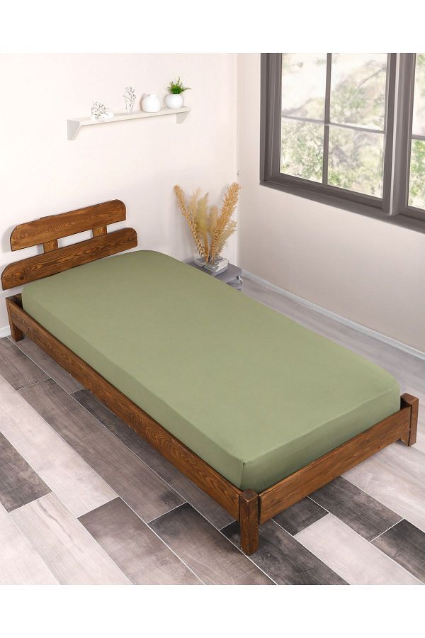 MEYHOME-Single Lycra Combed Cotton Elastic Sheet (Green) 1