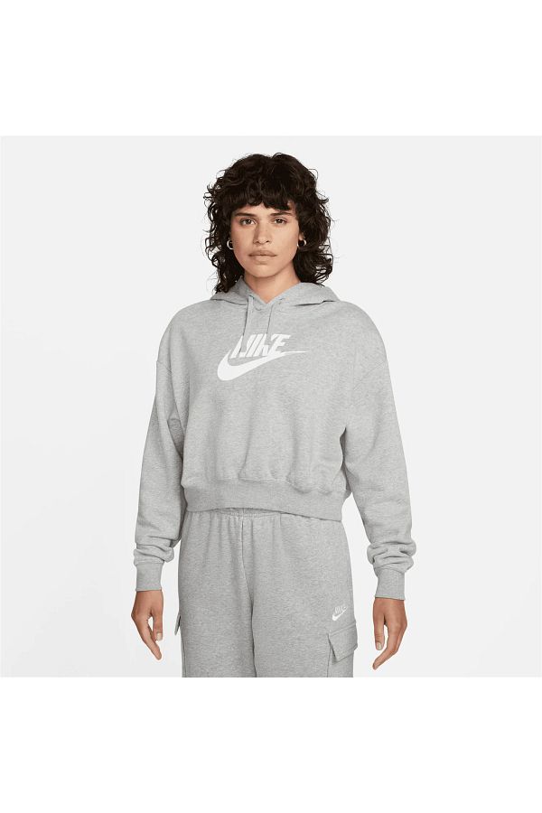 Nike Gray Fleece Crop Hoodie Women s Sportswear Club Sweatshirt Trendyol