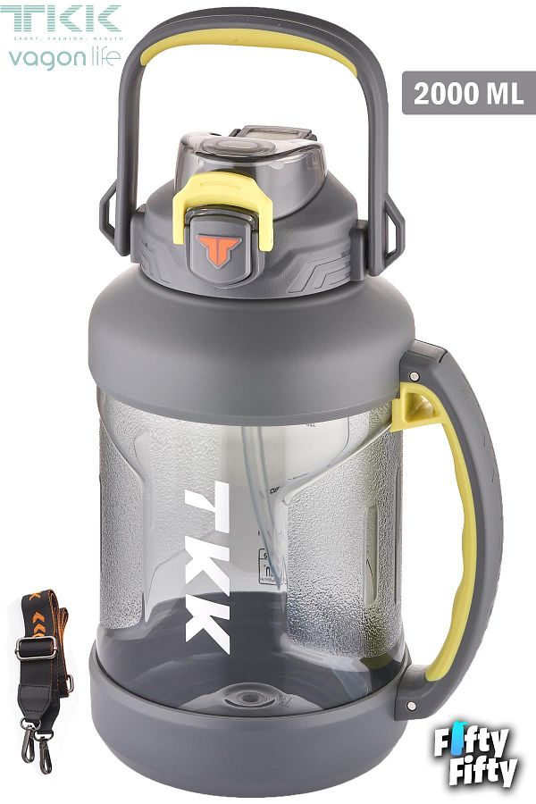Vagonlife-TKK 2000 مل زجاجة مياه تريتان بغطاء واحد للاستخدام المزدوج مع شفاطة/شرب مريح-FFTKK1028-2000ML 1