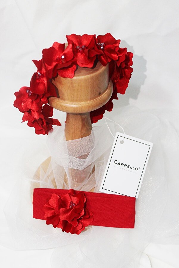 CAPPELLO DESİGN Kırmızı Renk Anne-bebek Tacı, Lohusa Tacı, Saç Aksesuarı