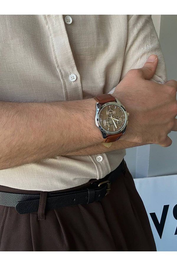 Arvens Denacci Vintage Unisex Wristwatch Men s and Women s Cord Brown Trendyol