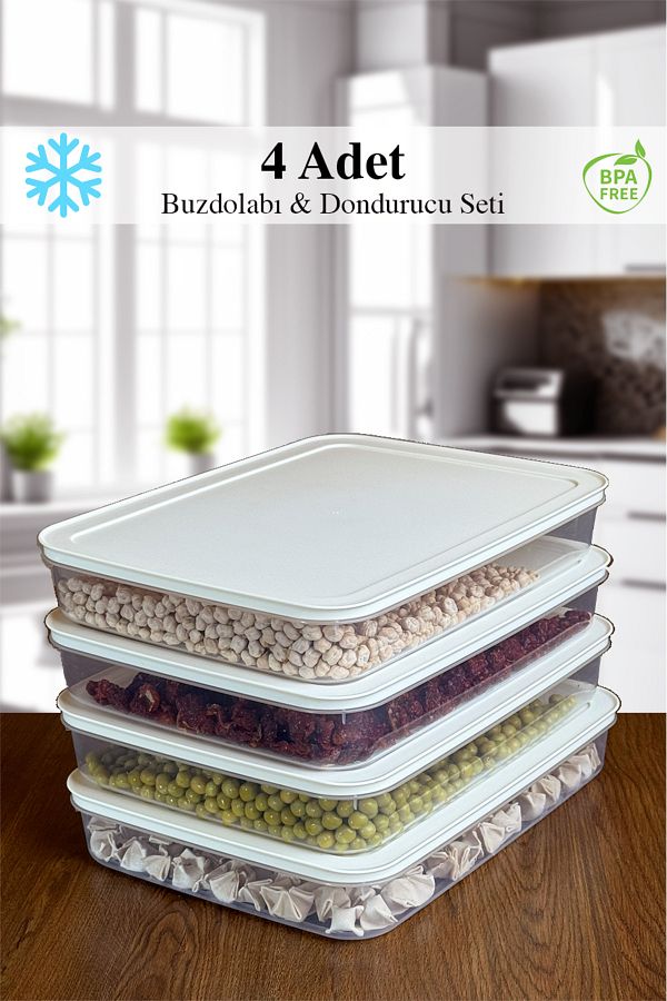 Mutfak Köşesi-4-Piece White Refrigerator Organizer - Microwave, Freezer and Diffuser Convenient Storage Container 4 X 2600 ml 1