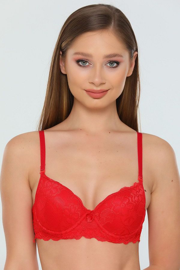 Liza-Unassisted Lace Underwire Red Women's Bra 1