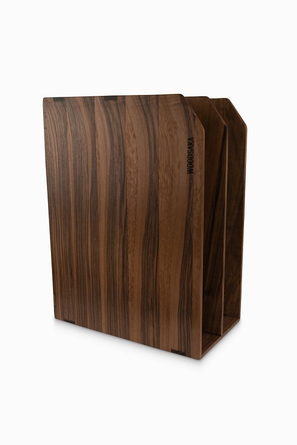 Woodsaka-WOODSAKA Reka Two Section File Rack - Horizontal and Vertical Use - Walnut 1