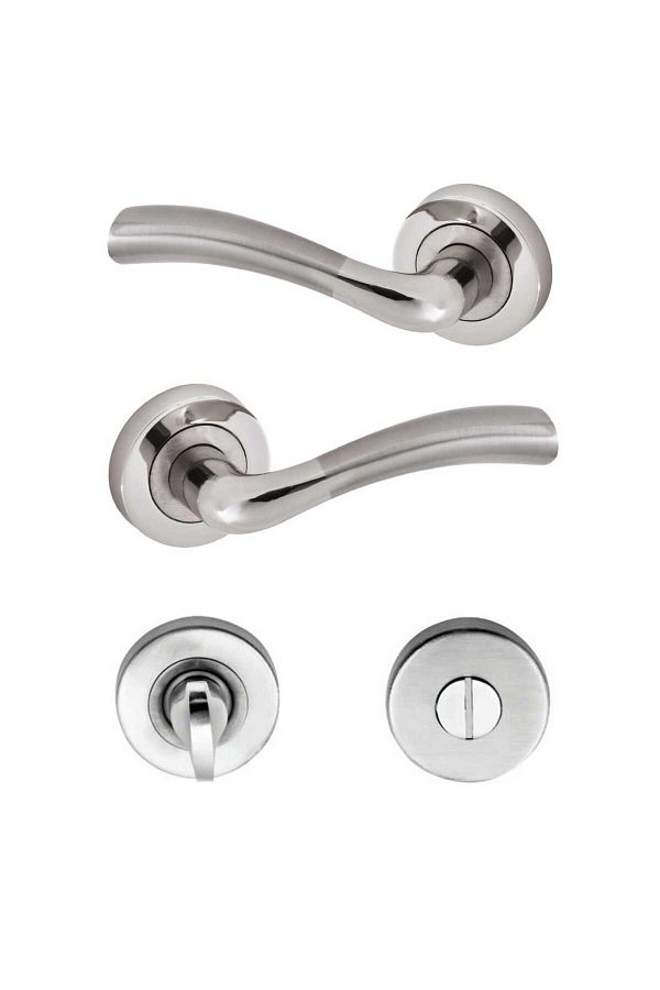 Sofuoğlu-Macro Door Handle (Wc - Bathroom) Nickel - Satin with Round Rosette 1