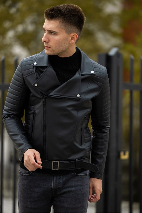 Leather belted coat online