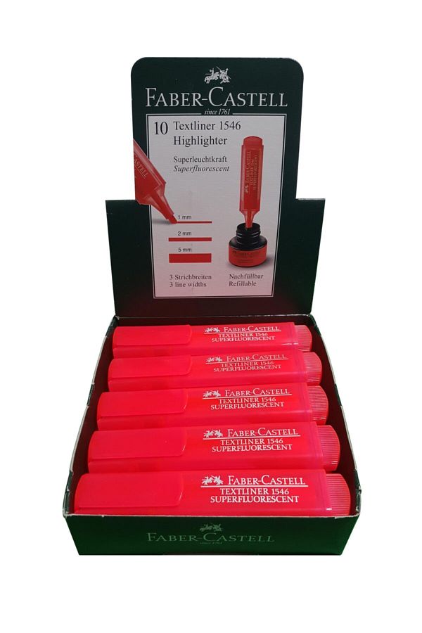 Faber Castell-Red Highlighter - Textliner 1546, Box of 10 1