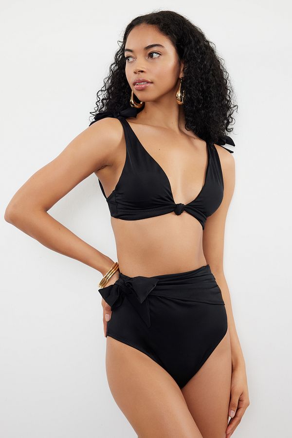 Trendyol Collection Black Belted Tie Up High Waist Hipster Bikini Bottom TBESS24BA00147 Trendyol