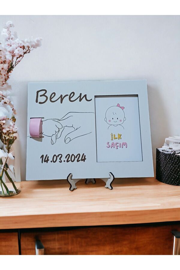 My Kids Room İlk Saçım Çerçevesi Bebek Anı Kartı Ile Bebeğimin Ilk Saç Hatırası (KİŞİYE ÖZEL ISİM VE TARİH)