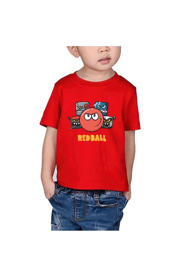 oneagılyazı-Red Ball Printed T-Shirt for Kids 1