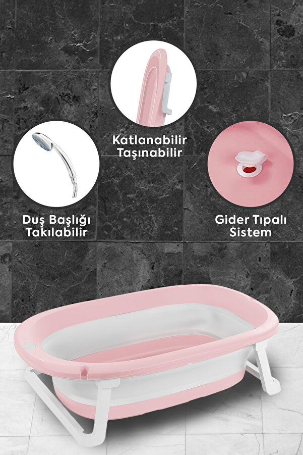 Dolu Katlanabilir Küvet Pembe 7260