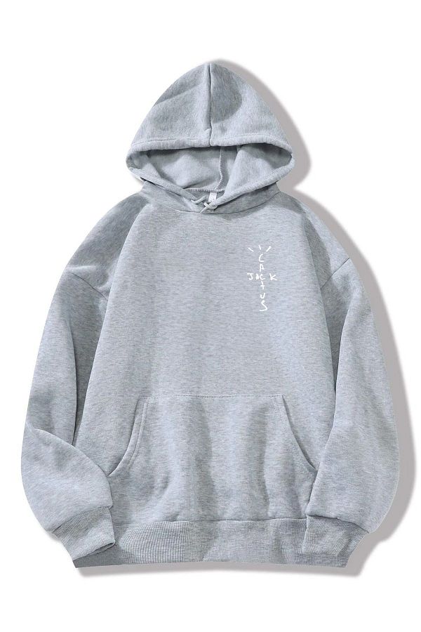 modaberry Travis Scott Sweatshirt Gray Printed Oversize Thick Hooded Hoodie Trendyol