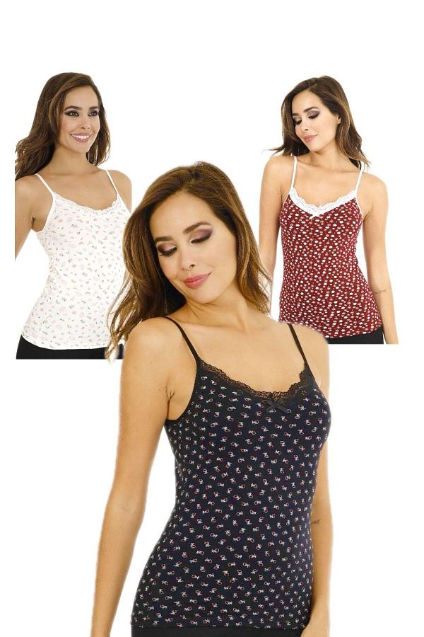 DONLİZZA-Undershirt Patterned Lacy 3 Pieces Patterns Are Constantly Renewed. There Is A Separate New Pattern In Each Package 1