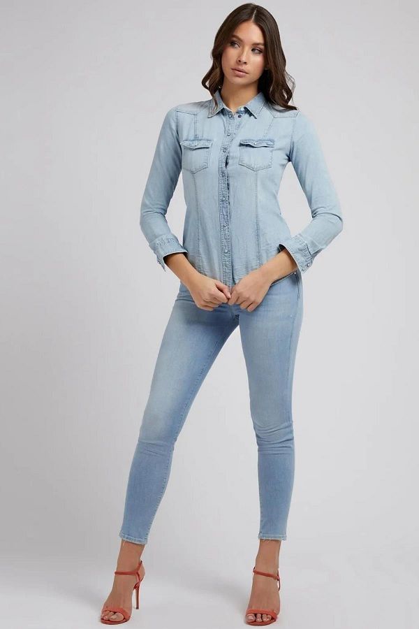 Guess lalima denim shirt store