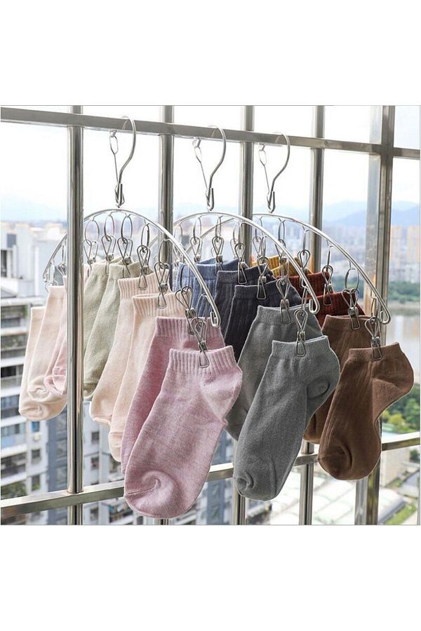 ASR Stainless Steel Socks Laundry Towel Children Baby Clothes Drying Hanger Peg Checkers Trendyol