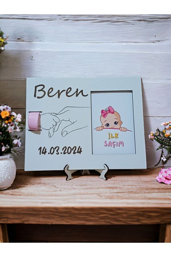 My Kids Room İlk Saçım Çerçevesi Bebek Anı Kartı Ile Bebeğimin Ilk Saç Hatırası (KİŞİYE ÖZEL ISİM VE TARİH)