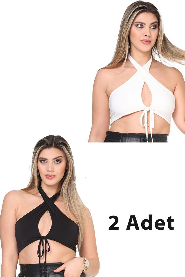 Bluence-Flexible Comfortable Halter Neck 2 Pieces Crop Top 1