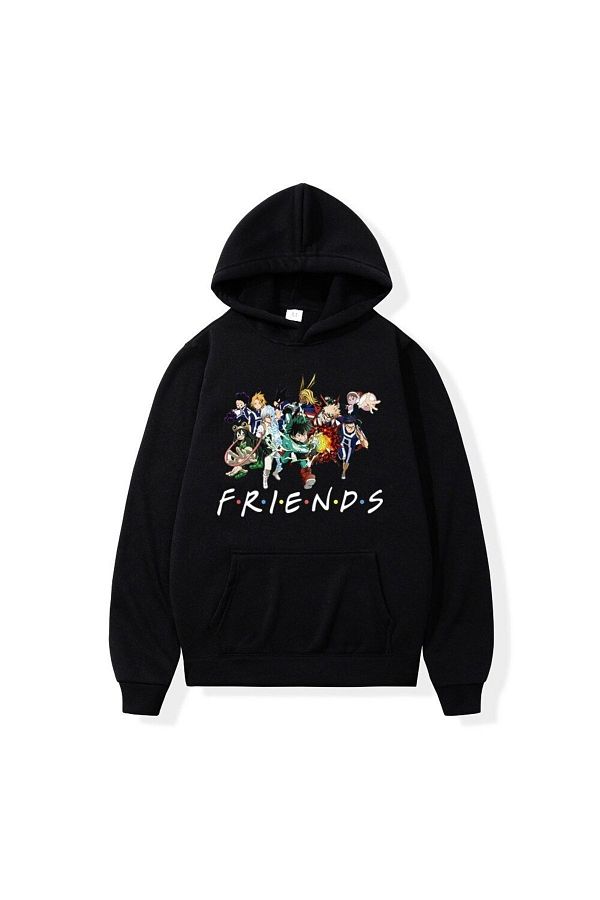 modaberry My Hero Academia Friends Sweatshirt Black Printed Oversize Thick Hooded Hoodie Trendyol