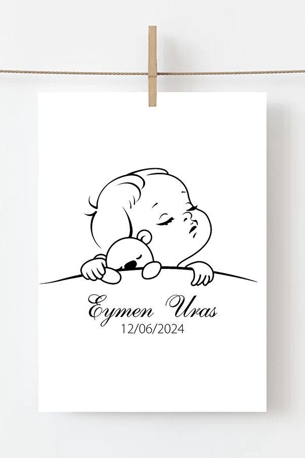 SelisCraft Bebeğimin İlk Saçı Anı Kartı MDL013 İlk Saç Hatırası (KİŞİYE ÖZEL İSİM VE TARİH) ÇERÇEVESİZ