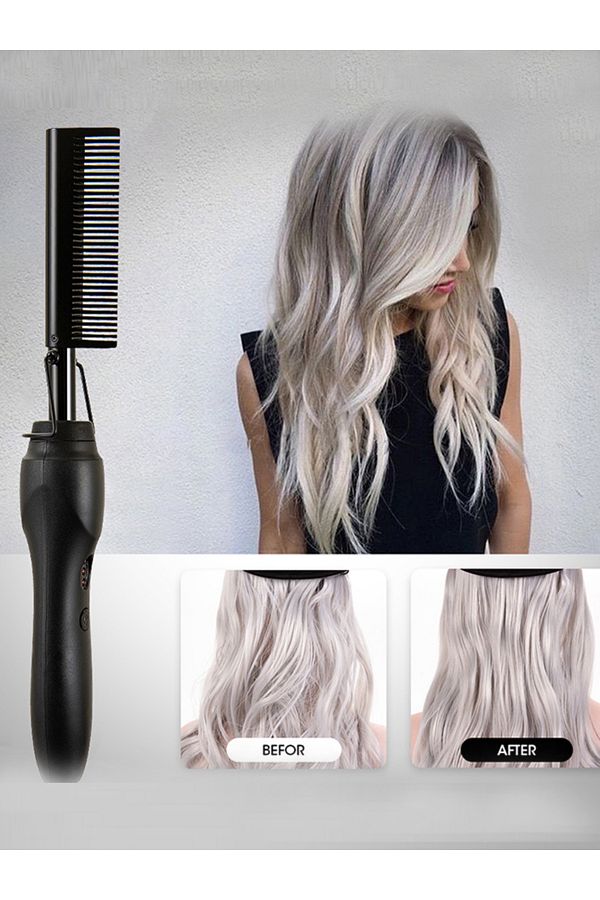 HBMH Professional Electric Ceramic Ionic Hair Straighten Straightener Brush Hot Comb Pressing Electric. Trendyol
