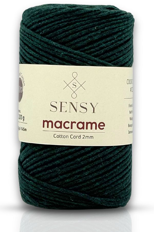 SENSY-2mm Koton Cotton Macrame Bag - String Nefti Green, Supla String, Chain Macrame 1
