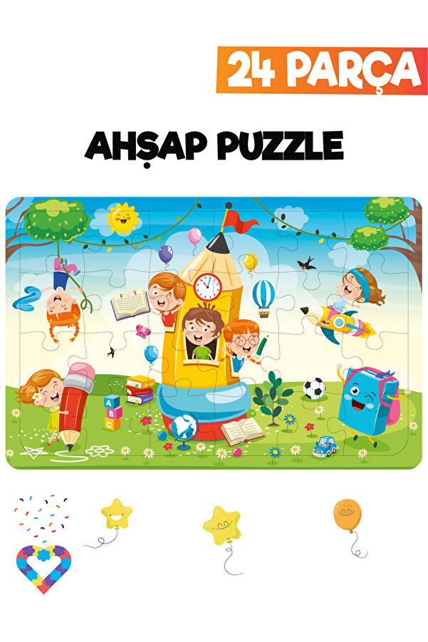 esatoys Ahşap Çocuk Puzzle 24 Parça