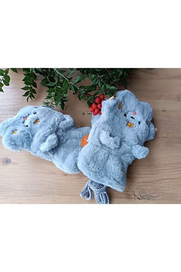 Blotch Kışlık Figürlü Bebek Peluş Boyundan Askılı mavi renk Eldiven