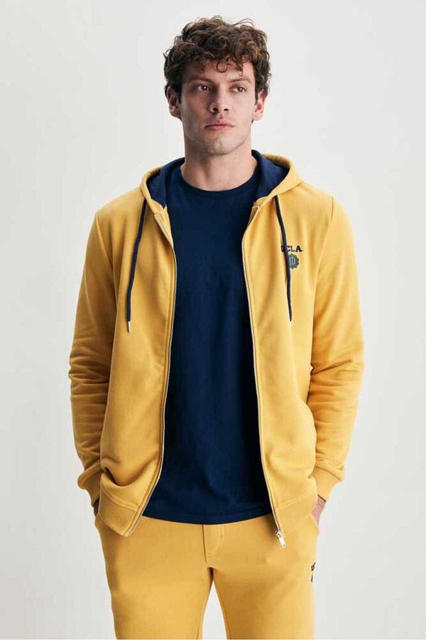 UCLA-HILGARD Yellow Hooded and Zippered Printed Standard Fit Men's Sweatshirt 1