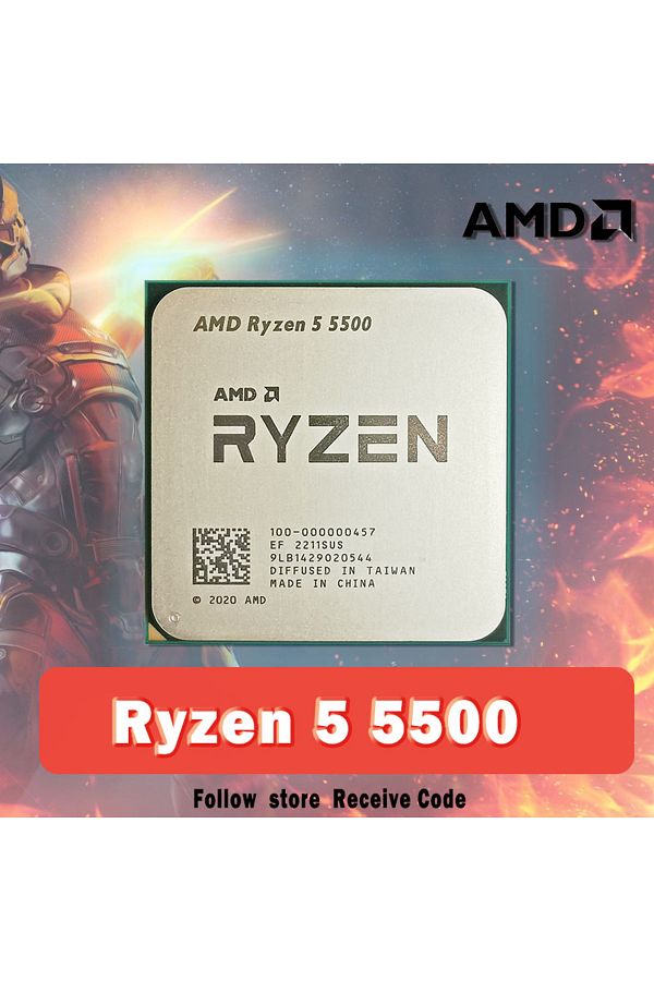 Amd-معالج AMD Ryzen 5 5500 R5 5500 3.6 جيجا هرتز 6-Core 12-Thread CPU 7NM L3=16M 100-000000457 مقبس A... 1