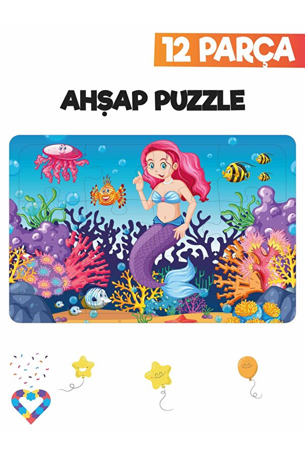 esatoys Ahşap Çocuk Puzzle 12 Parça