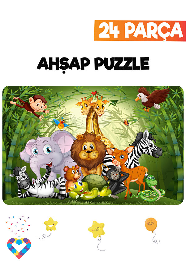 esatoys Ahşap Çocuk Puzzle 24 Parça